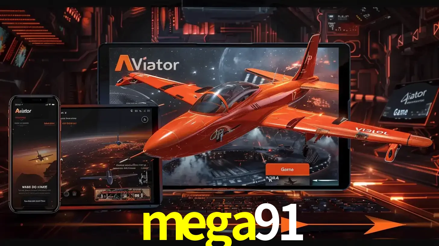 Apresentação tecnológica do jogo Aviator com um avião saindo da tela de um tablet, demonstrando a experiência imersiva em múltiplos dispositivos no mega91.